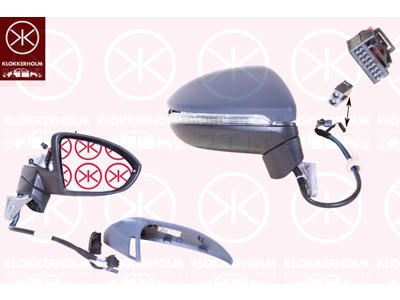Exterior Mirror, Right, Light Function: with lane change warning light, Number of pins: 13, with memory, Number of pins: 2, Electronically foldable, with indicator, with reading light, Outer/Inner Mirror: Heated, Aspherical, w/primer