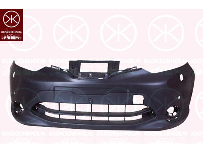 Bumper, with hole(s) for park assist (parallel parking), Front, with hole(s) for washer nozzle, Number of bores: 4, black