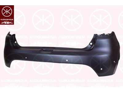 Bumper, w/primer, 5-drs, with hole(s) for park assist (parallel parking), Rear, Upper section, Number of bores: 6