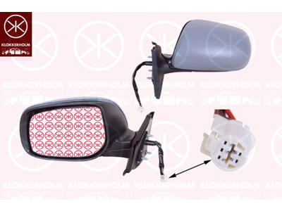Exterior Mirror, Left, for electric mirror adjustment, Number of pins: 5, Heatable, w/primer, Convex