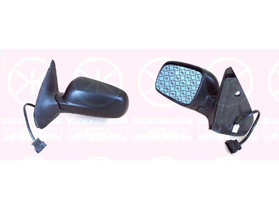 Exterior Mirror, Left, for electric mirror adjustment, w/primer, black, Heatable, Blue-tinted, Aspherical
