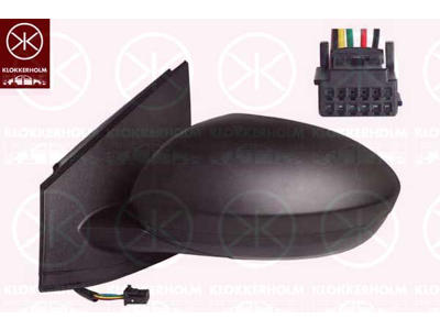 Exterior Mirror, Left, for electric mirror adjustment, Number of pins: 5, Heatable, Convex, black
