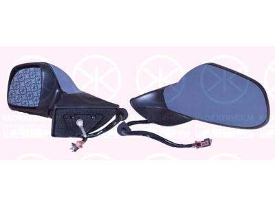 Exterior Mirror, w/primer, Electronically foldable, with thermo sensor, with memory, for electric mirror adjustment, Convex, Heatable, blue, Right