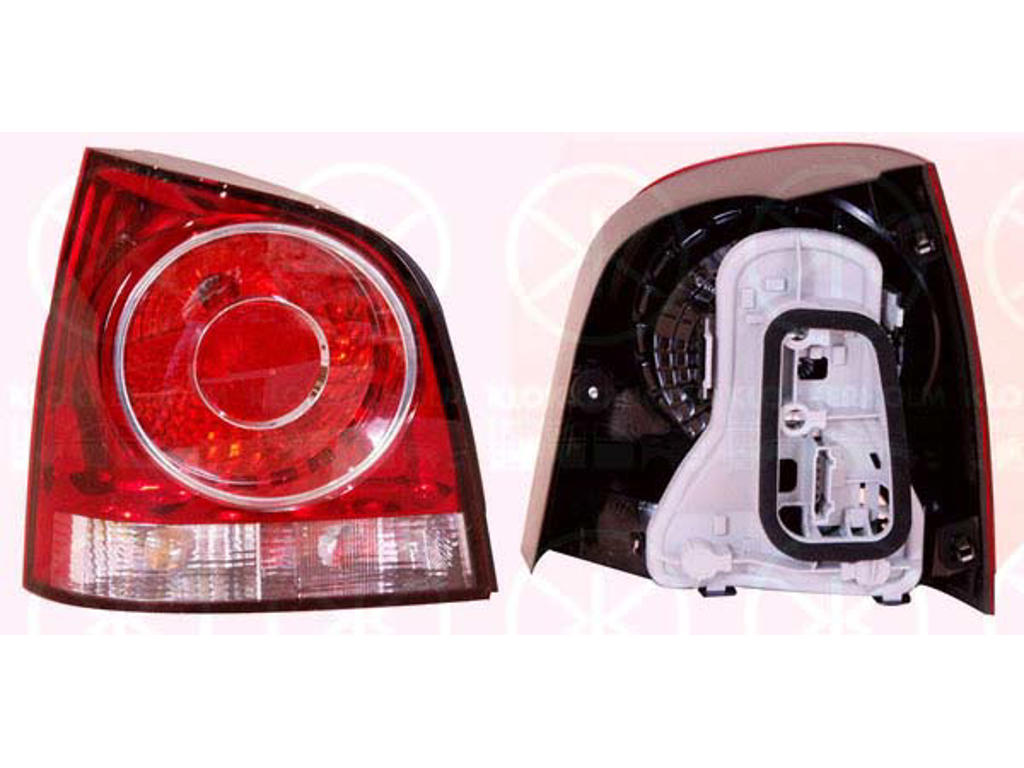 Tail Light Assembly, with bulb holder, white/red, Right