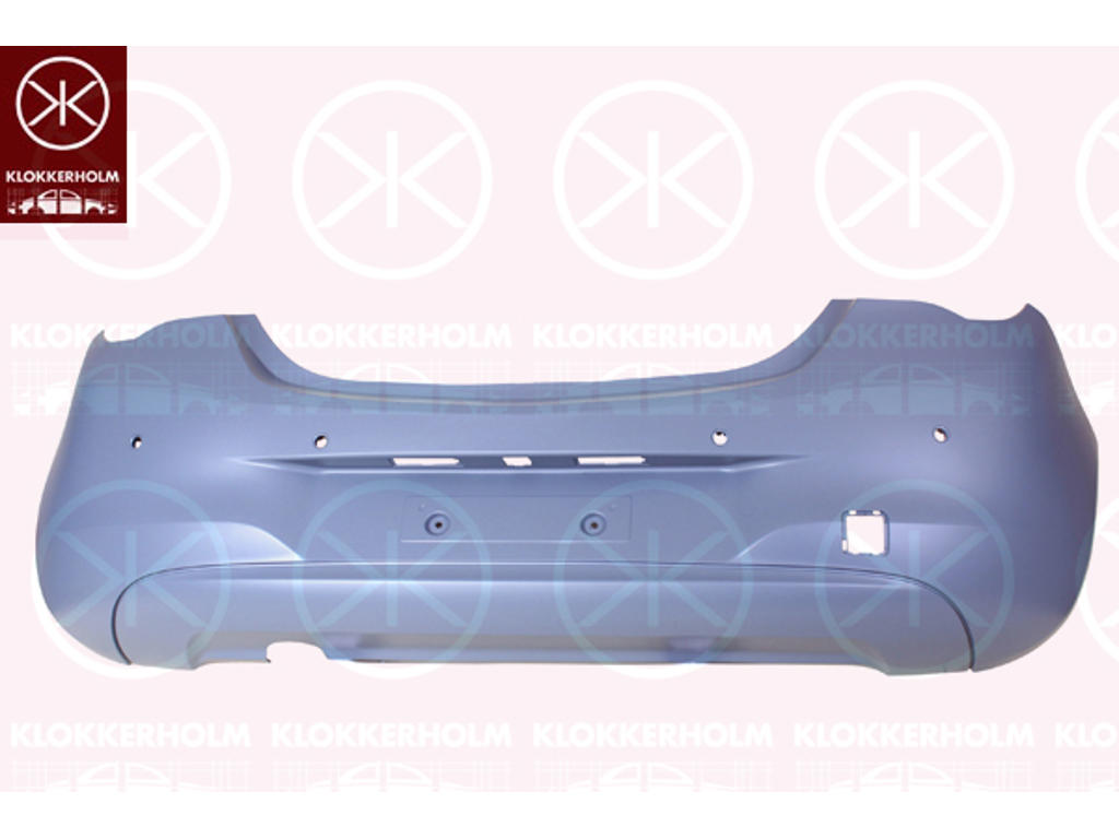 Bumper, w/primer, Rear, with hole(s) for park distance control, with camera, Number of bores: 4