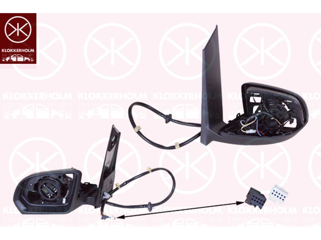 Exterior Mirror, for vehicles with drive assistance system, Left, Electronically foldable, with memory, with Peripheral Lighting, Number of pins: 20, without mirror glass, without cap