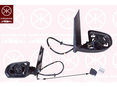 Exterior Mirror, for vehicles with drive assistance system, Left, Electronically foldable, with memory, with Peripheral Lighting, Number of pins: 20, without mirror glass, without cap