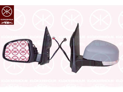 Exterior Mirror, Right, for electric mirror adjustment, Electronically foldable, w/primer, Heatable, Convex, Number of pins: 6